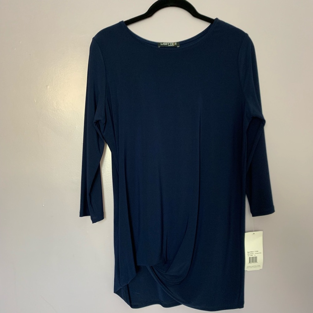 Lisette-L Blue Emma Jersey 3/4 Sleeve Top